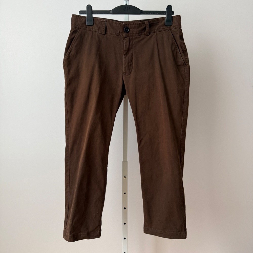 I LOVE UGLY Slim Kobe Pant Brown Cropped Leg Straight Fit Casual Trousers sz L